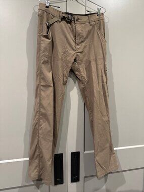 Prana Pants Mens 32x32  Zion Straight Leg Brown Hiking Stretch Roll Up Gorpcore